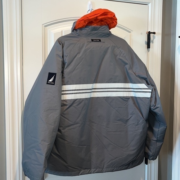 Nautica men down filled warm preppy winter jacket coat gray size L great quality - Picture 10 of 12